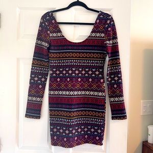 Textured geometric pattern mini dress